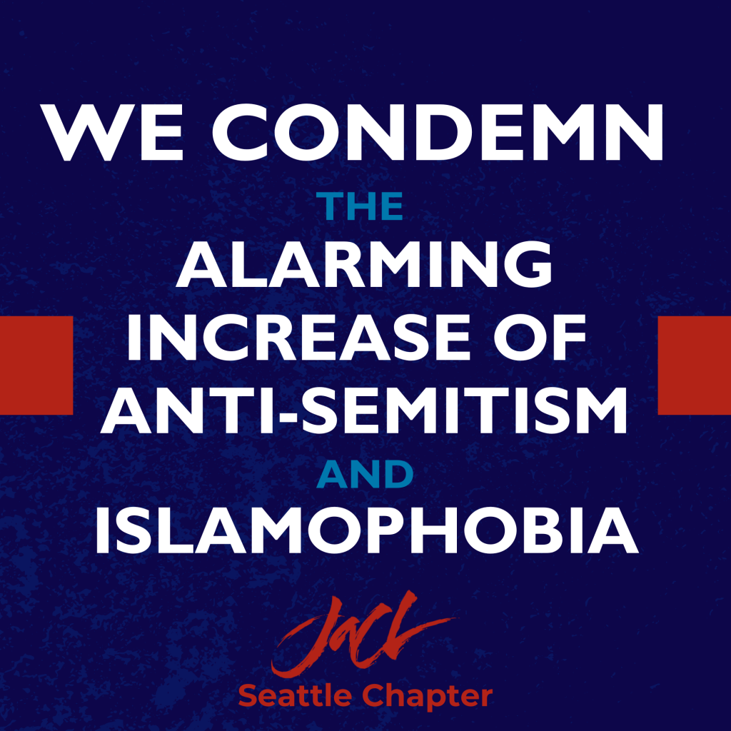 We condemn the alarming increase of anti-semitism and islamophobia